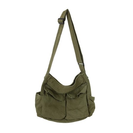 Stor Canvas Messenger Bag med Flere Rom - Casual Skulderbag for Kvinner og Menn