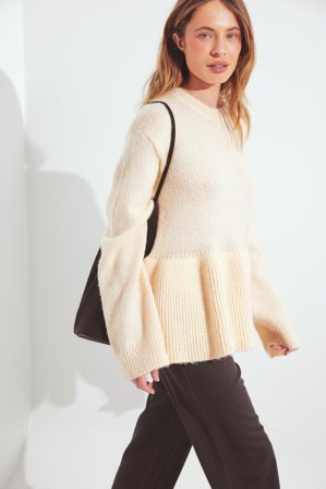 NA-KD Pull en maille à basque - Pulls en maille - Beige - XL (EU 46)