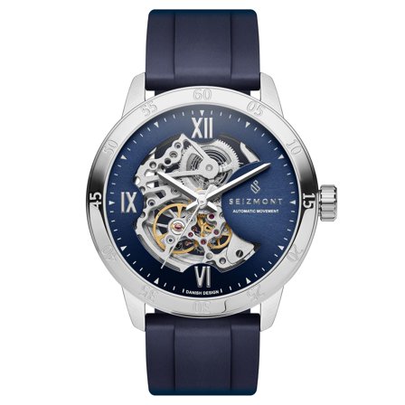 Dante II | Montre squelette bleu marine avec bracelet en caoutchouc pour hommes - Montres squelettes