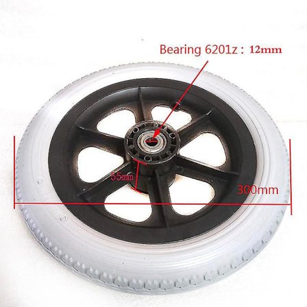 12 tommer kørestols hjul 12 1 / 2x2 1 / 4 Pu dæk oppustningsfrit hjul manuel kørestols baghjul