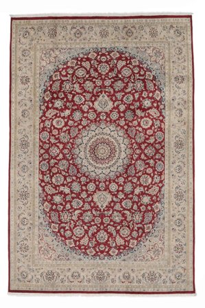 Hand Knotted Tabriz Royal Rug 200X298 Wool Brown/Dark Red