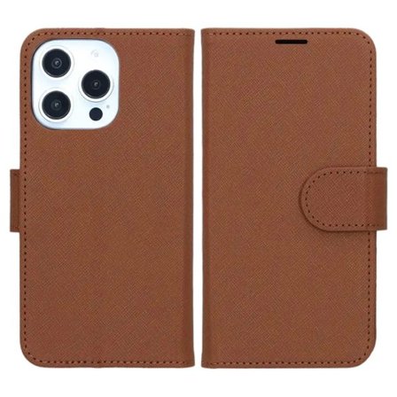 Flip Stand Leather Wallet Case For iPhone 16 Pro Max Brown