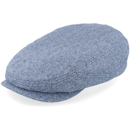 Stetson - Blå flatcap Keps - Driver Cap Silk Light Blue Herringbone Flat Cap @ Hatstore