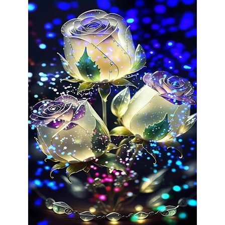 5D Diamantmaleri Sæt til Voksne, Valentinsdag Rose Diamantkunst for Begyndere, DIY Fuld Rund Bor Maleri med Diamanter Dot Gem Kunst, Hjem 