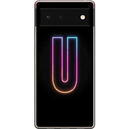 Kompatibelt Mobildeksel til Google Google Pixel 6 Minimalistisk neonbokstav U i fargerik lys effekt mot svart bakgrunn