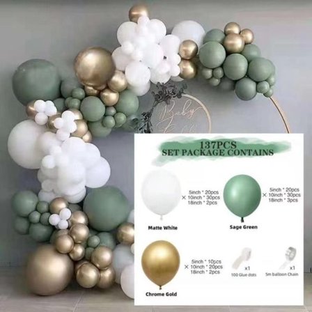 Ballongbuesett Sage Green Balloons Garland Kit STYLE 8 STIL 8