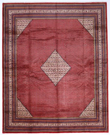 Sarouk Mir Rug 307X386 Red/Dark Pink Large Wool, Persia