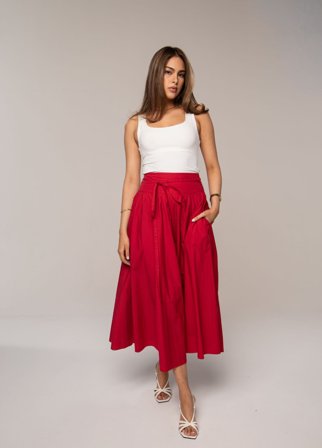 Astrid Skirt City Red Poplin City Red Poplin / XS