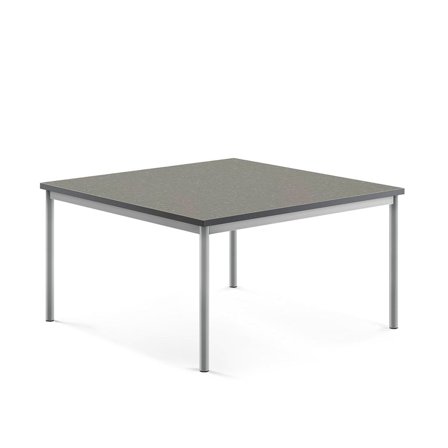 Desk SONITUS, 1200x1200x600 mm, dark grey linoleum, alu grey