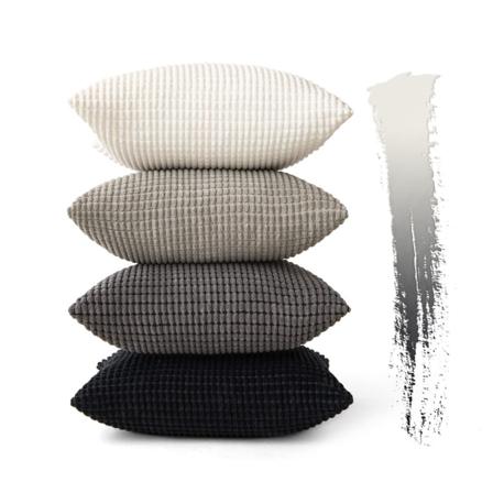 Putetrekk Stripete Kordfløyel Stoff Kvadratisk Pynteputetrekk Dekorative Putetrekk med Usynlig Glidelås 18x18 tommer 45x45 cm 4 Stykker
