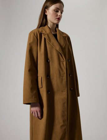 Brixtol Textiles Olivia Faux Suede - Brown - XS