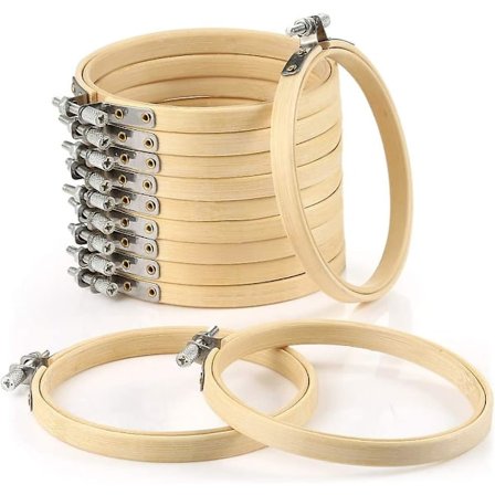 12 stk. 4 tommers broderirammer bambussirkel korsstingsramme for brodering, kunsthåndverk, praktisk søm og hjemmedekorasjon