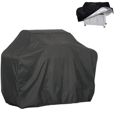 Bbq Grill Cover Barbecue Cover Dammtät Vindtät Rip-proof Anti-uv Gas Grill Cover För Weber, Brinkmann, Char Broil Etc. Svart (145x61x117cm)