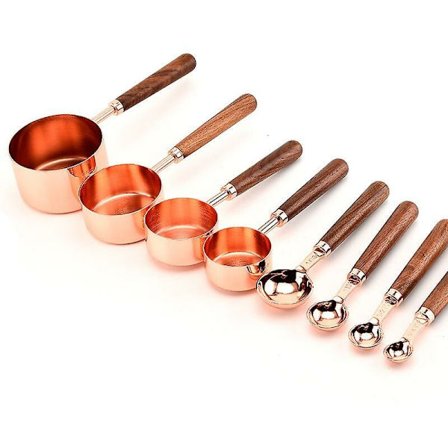 4-osainen ruostumattomasta teräksestä valmistettu mittakuppisetti, keittiön mittalusikat, S