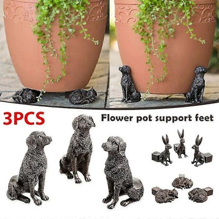 3 stk./sæt Planteblomsterpotte Fødder Hævere Holdere Stativ Have Kat Hund Design Dekorationer