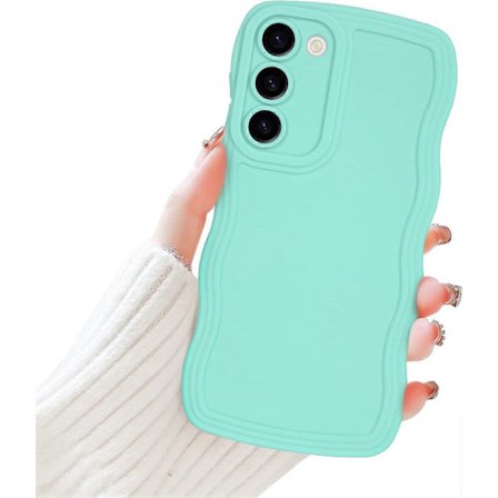 Samsung Galaxy S23 Plus Mobilskal för Tjejer Kvinnor, Sött Lockigt Vågformat Ram Flytande Silikon Flexibelt Mjukt Stötsäkert Kameraskydd Stötfångare