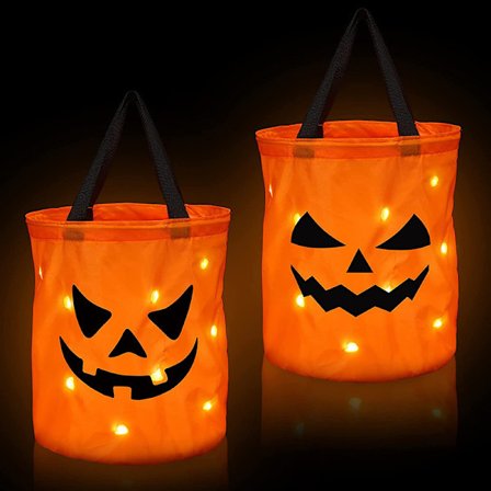 2 stk. LED-lys Halloween slikposer lyser op Halloween-festposer Trick or Treat-poser lyser op slikposer (orange)