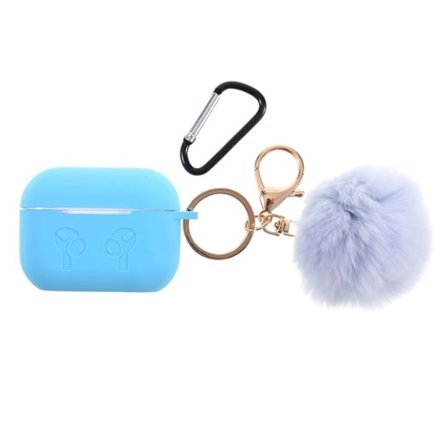 AirPods Pro silikonfodral för pälsbollar - Baby Blå
