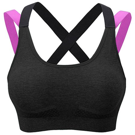 Kvinnors Tank Top Push Up Fitness Sport BH - Svart