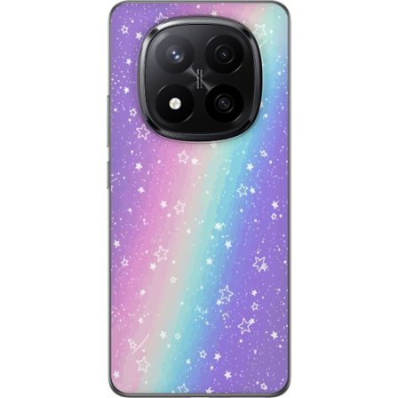 Kompatibel Mobilcover til Xiaomi Redmi Note 14 Pro+ Rainbow-farvet pastelbaggrund med hvide stjerner og glitrende prikker i blød overgang