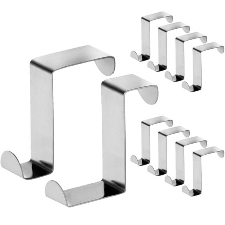 Reversible dør- og skaphekter, 10-pakning sølv