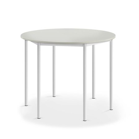 Pöytä BORÅS, korkeapainelaminaatti HPL, pyöreä, Ø1200x900 mm, harmaa, valkoinen