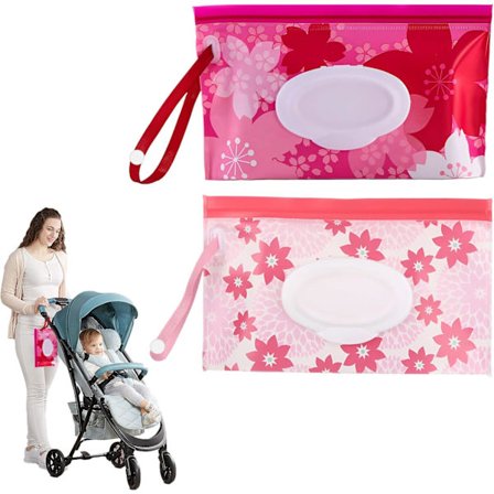 Baby Våtserviett Holder, 2 stk Gjenbrukbar Våtserviettpose, Baby Våtserviett Holdere, Våtserviett Holder Reise, Våtserviettdispenserboks