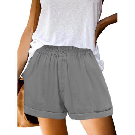 Spring Elastisk Enfärgad Knapp Dragkedja Plus Ficka Casual Sho