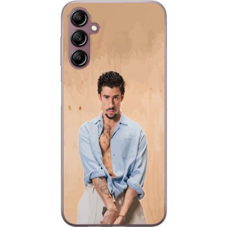 Yhteensopiva Puhelinkuori Samsung Galaxy A14 5G Bad Bunny Super Bowl-inspiroima grafiikka, jossa NFL-trofe ja San Franciscon silta urheilusuunnittelus