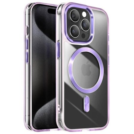 MagSafe-skal för iPhone 15 Pro Max, baksidan i färgat glas lila