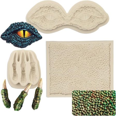 3stk Dragefondantformer Dinosaurformer Silikon Dragehud