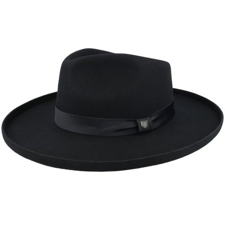 Brixton - Svart fedora Hatt - Victoria Felt Black/Black Satin Fedora @ Hatstore