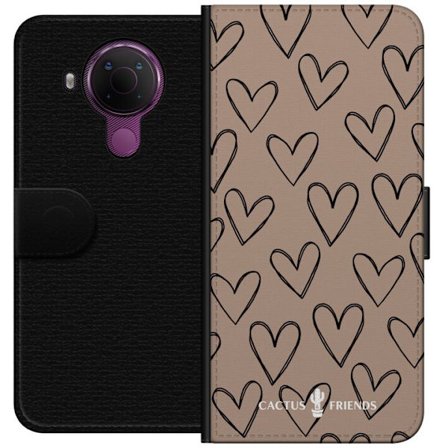 Yhteensopiva Lompakkokotelo Nokia Nokia 5.4 Cactus and Friends - Earthy Sketch Hearts