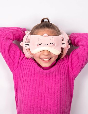 Puckator Relaxeazzz Adoramals Maddie The Axolotl Travel Pillow & Eye Mask - Pink - ONE SIZE