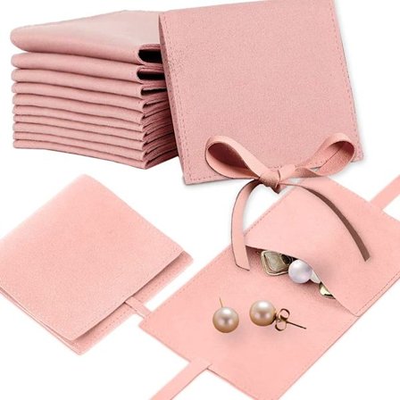 10 stk mikrofiber smykkesekker, 8x8cm små smykkeoppbevaringsposer