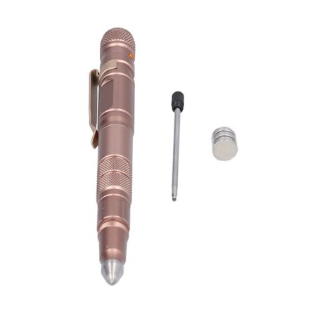 /EA/MultiTool Pocket Pen Selvforsvarsværktøj med LED-lommelygte Mini Cutter til udendørs brug (Champagne)