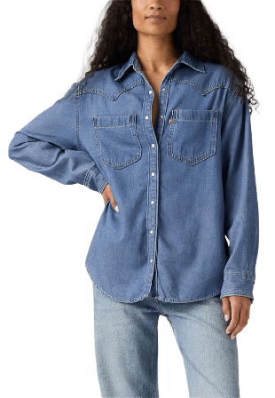 Levi's Teodora Lightweight Western Shirt Skjortor Dam Blå S