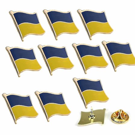 Ukrainsk Flag Pins til Jakker, Rygsække, Hatte - 10 stk.
