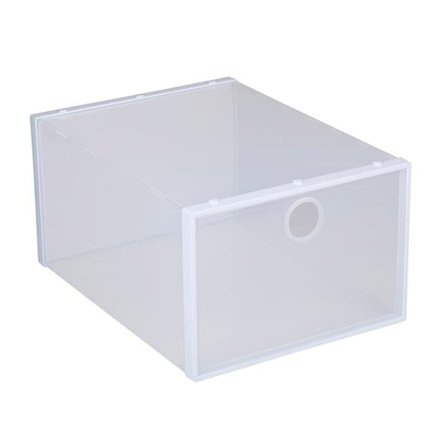 Opbevaringsboks til sko, hvid, kan stables og er nem at montere