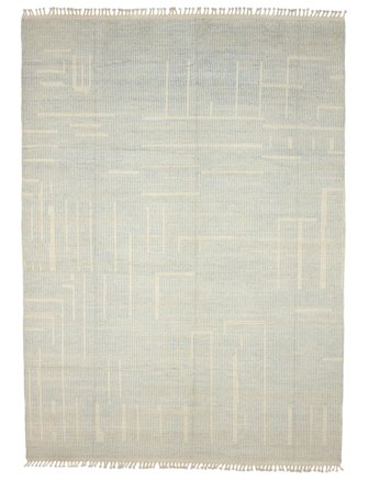 Hand Knotted Berber Style Rug 376X473 Wool Green/Grey Large