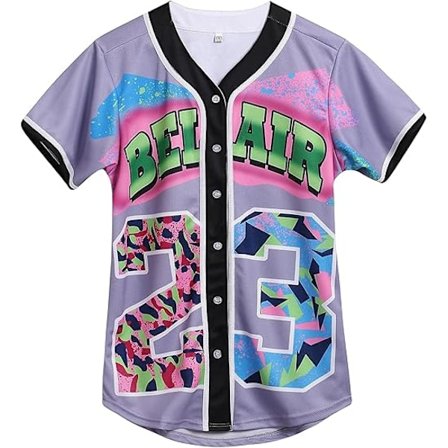 90-tals Damkläder, Unisex Hip Hop Partykläder, Baseballjacka, Kortärmad Knäppskjorta - XL - Lila