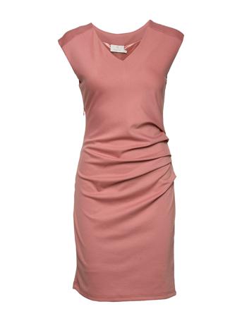 India V-Neck Dress Knelang Kjole Rosa Kaffe