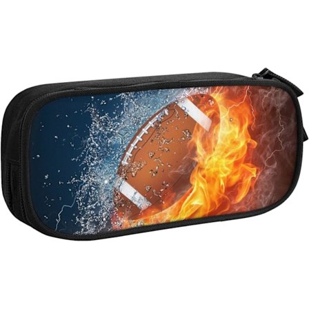 Sportsinspirert Penal med Fotball for Gutter Jenter, Stor Kapasitet Svart Pennal, Kul Pennveske med Glidelås Bærbar Reise