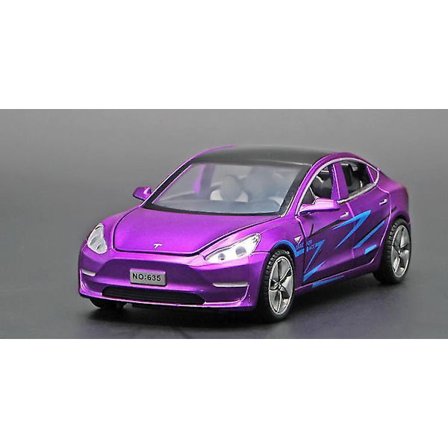 1:32 Tesla Model3 Alloy Model With Light Sound Effect Pull Back Car Model