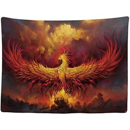 Koristeellinen seinävaate Makuuhuone - Phoenix Fire Power Kreikkalainen mytologia - 130 x 150 cm Suuri - Kangastapetti - Vaate