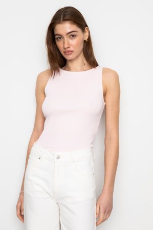 CAMILLA PIHL - Peggy Rib Boatneck Top - Light Pink SizeS