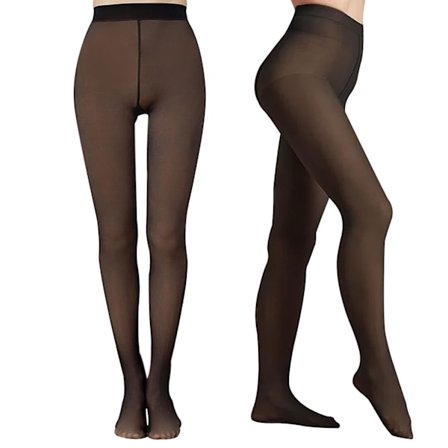 Naisten lämpimät sukkahousut, läpikuultavat fleece-vuorilliset leggingsit, talven lämpimät sukkahousut, joustavat fleece-vuorilliset housut (mustat)