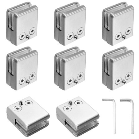8 stk. 8-10 mm glasklemmer, rustfrit stål 304 firkantet glasklemme, justerbar glasklips holder, kompatibel med balustrade gelænder