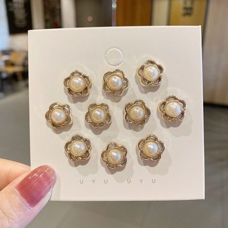 Knapp Brosch Pearl Rhinestone Button 02 02