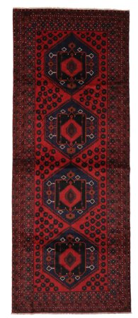 145X385 Tappeto Orientale Beluch Passatoie Nero/Rosso Scuro (Lana, Afghanistan)